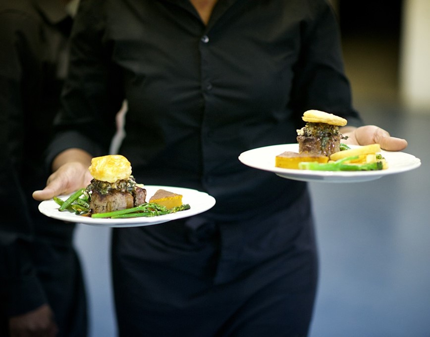 Main meal being served.